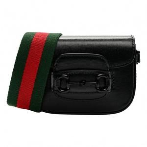 NEW GUCCI women's azalea calfskin web monochrome horsebit 1955 mini handbag in b